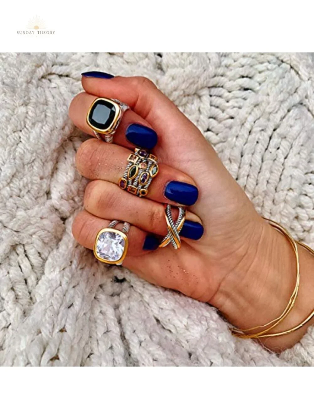 Twisted Cable Wire Cushion Cut CZ Statement Ring Antique Style Women Jewelry